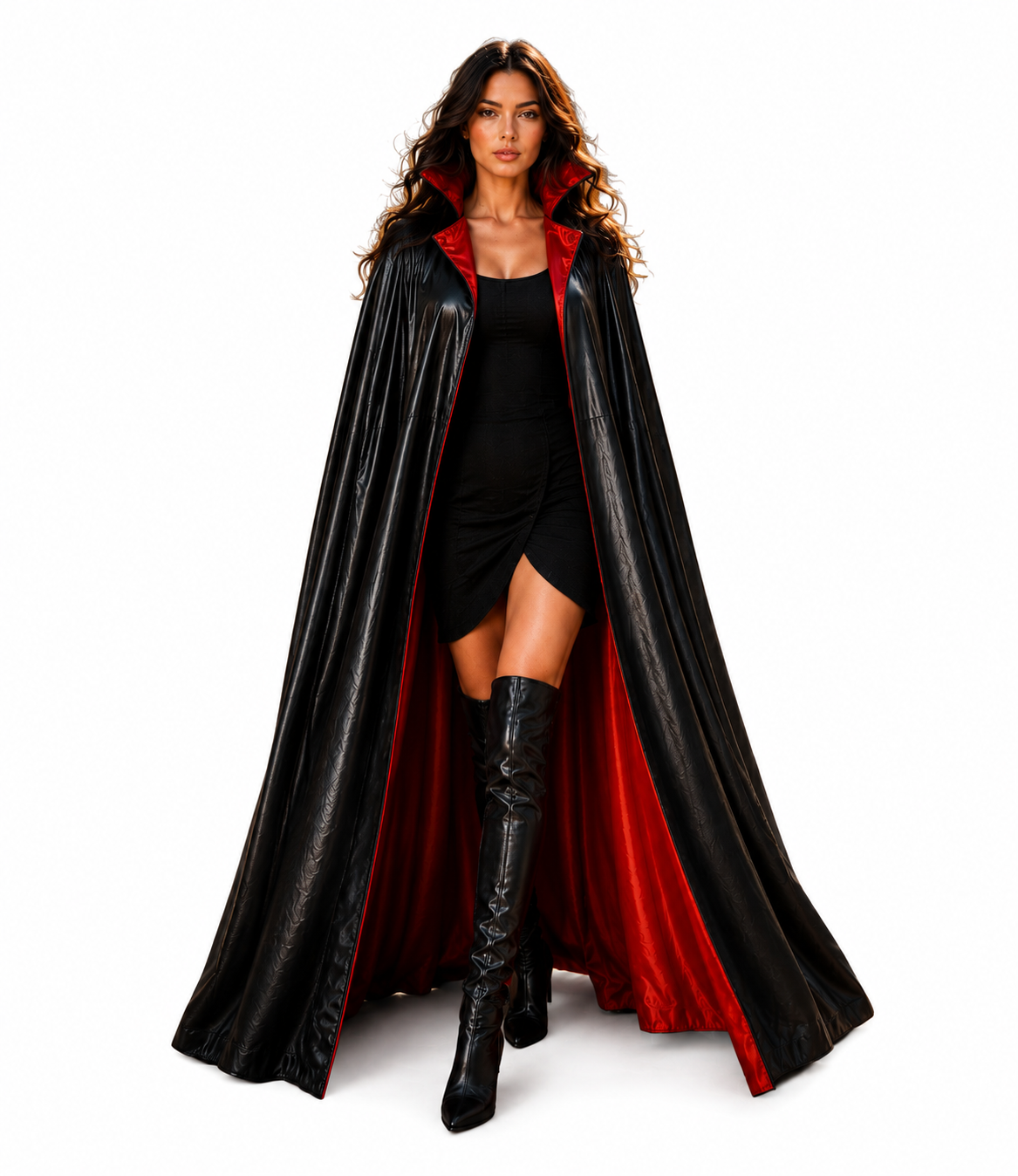Women's Genuine Cowhide Leather Gothic Cape | Handmade Full Length Leather Cloak | Vampire Cape | Renaissance Medieval Fantasy Costume