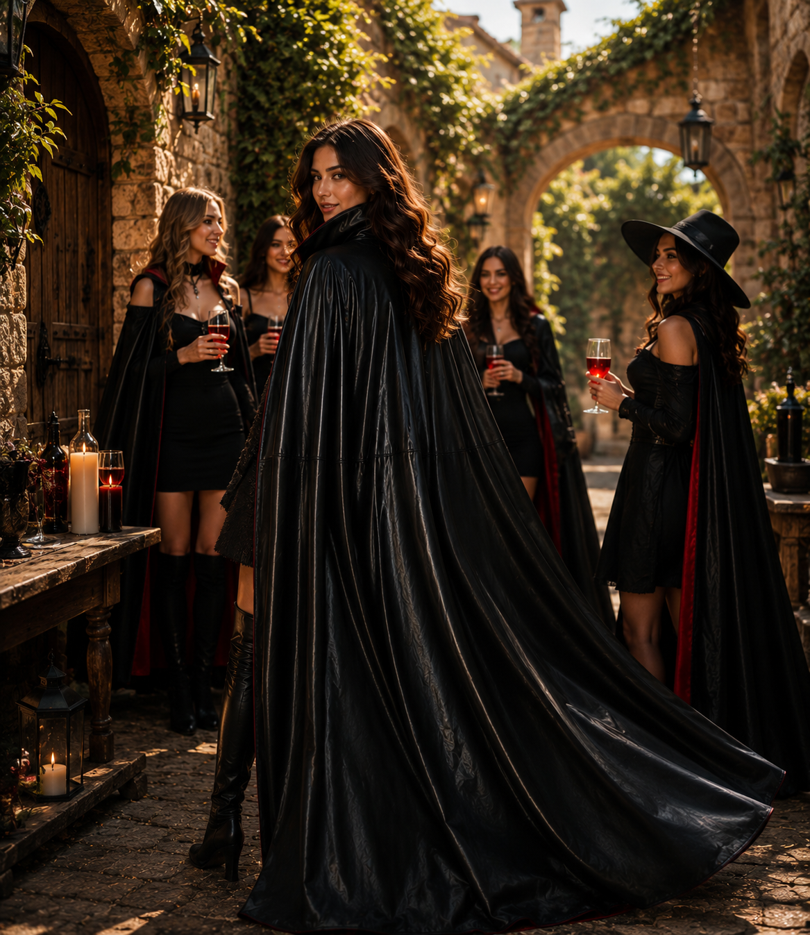 Women's Genuine Cowhide Leather Gothic Cape | Handmade Full Length Leather Cloak | Vampire Cape | Renaissance Medieval Fantasy Costume