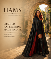 Women's Genuine Cowhide Leather Gothic Cape | Handmade Full Length Leather Cloak | Vampire Cape | Renaissance Medieval Fantasy Costume