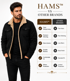Men’s Black Genuine Cowhide Leather Sherpa Jacket