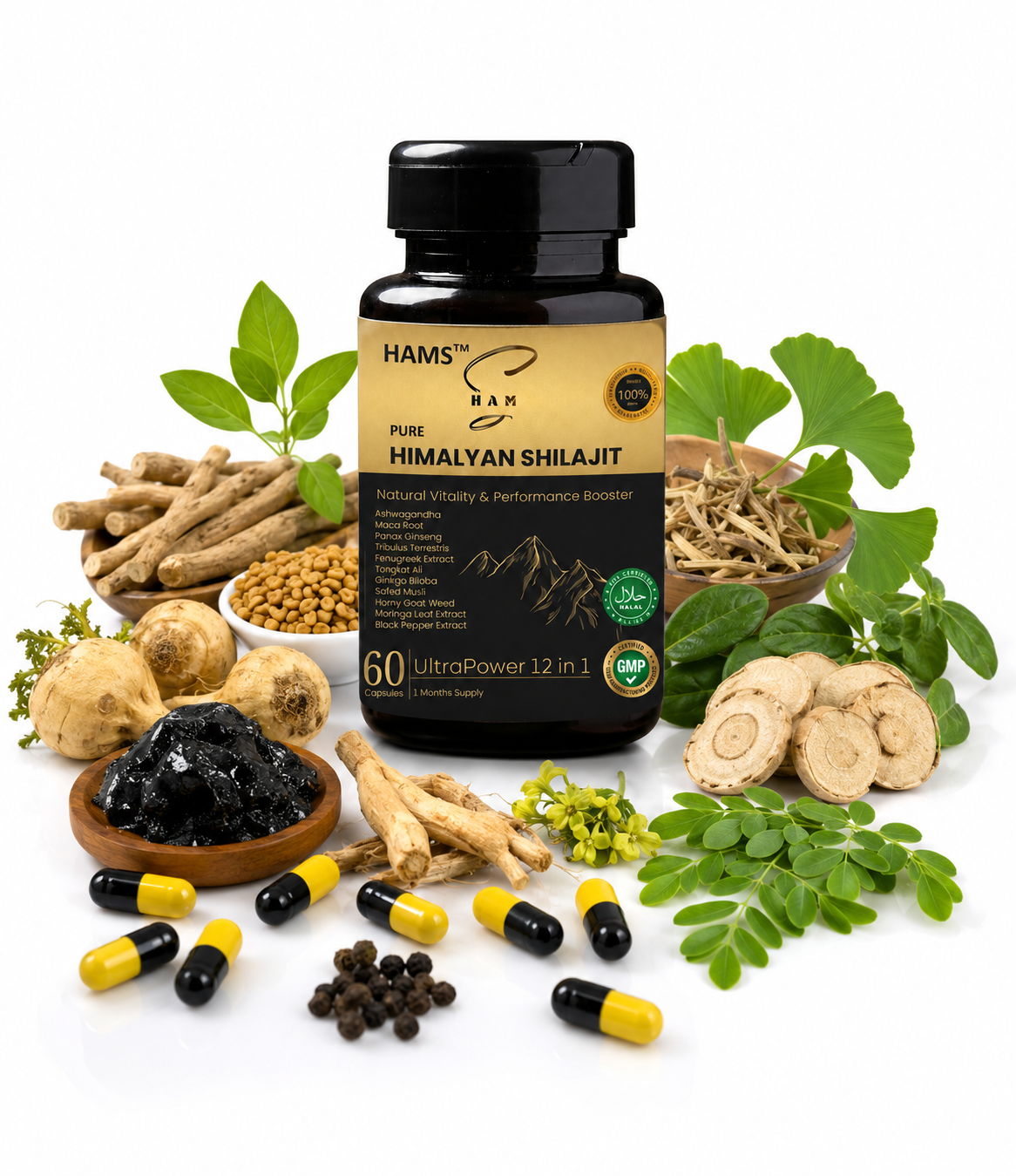 UltraPower 12-in-1 Herbal Complex – Premium Himalayan Shilajit Blend with 11 Potent Botanicals for Energy, Stamina & Daily Wellness Support