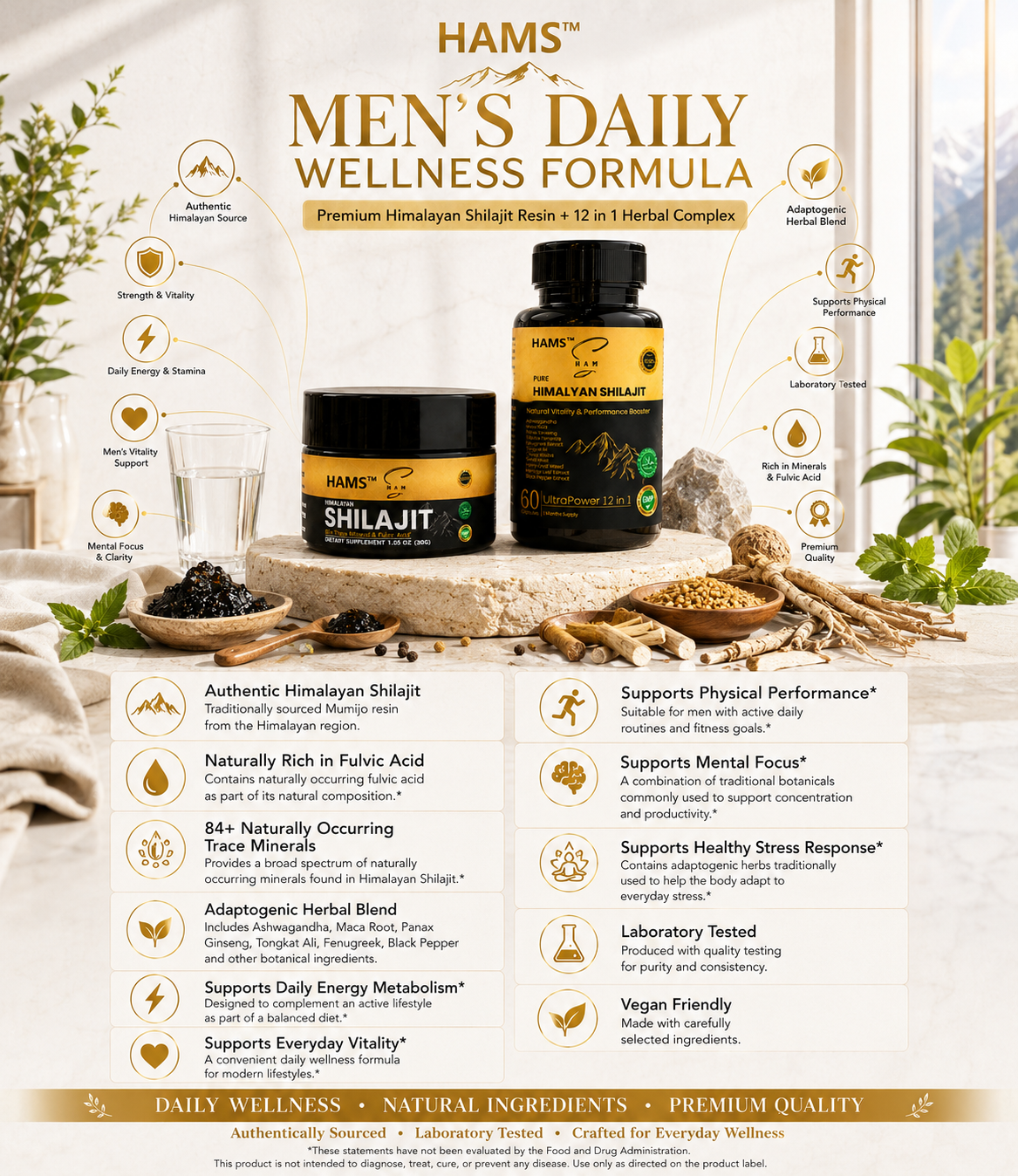 Ultimate Himalayan Wellness Combo – Shilajit Resin & 12-in-1 Capsules