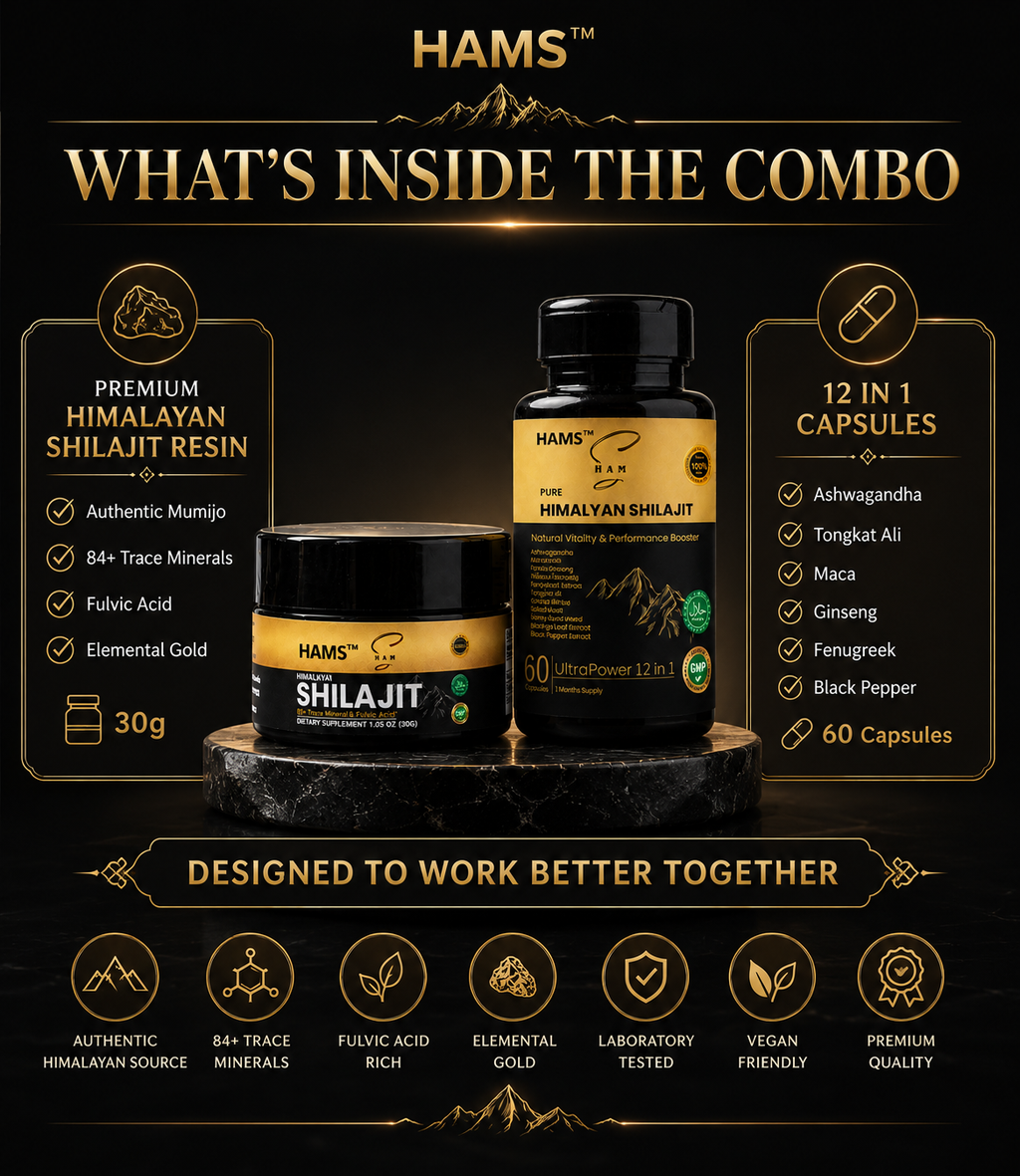 Ultimate Himalayan Wellness Combo – Shilajit Resin & 12-in-1 Capsules