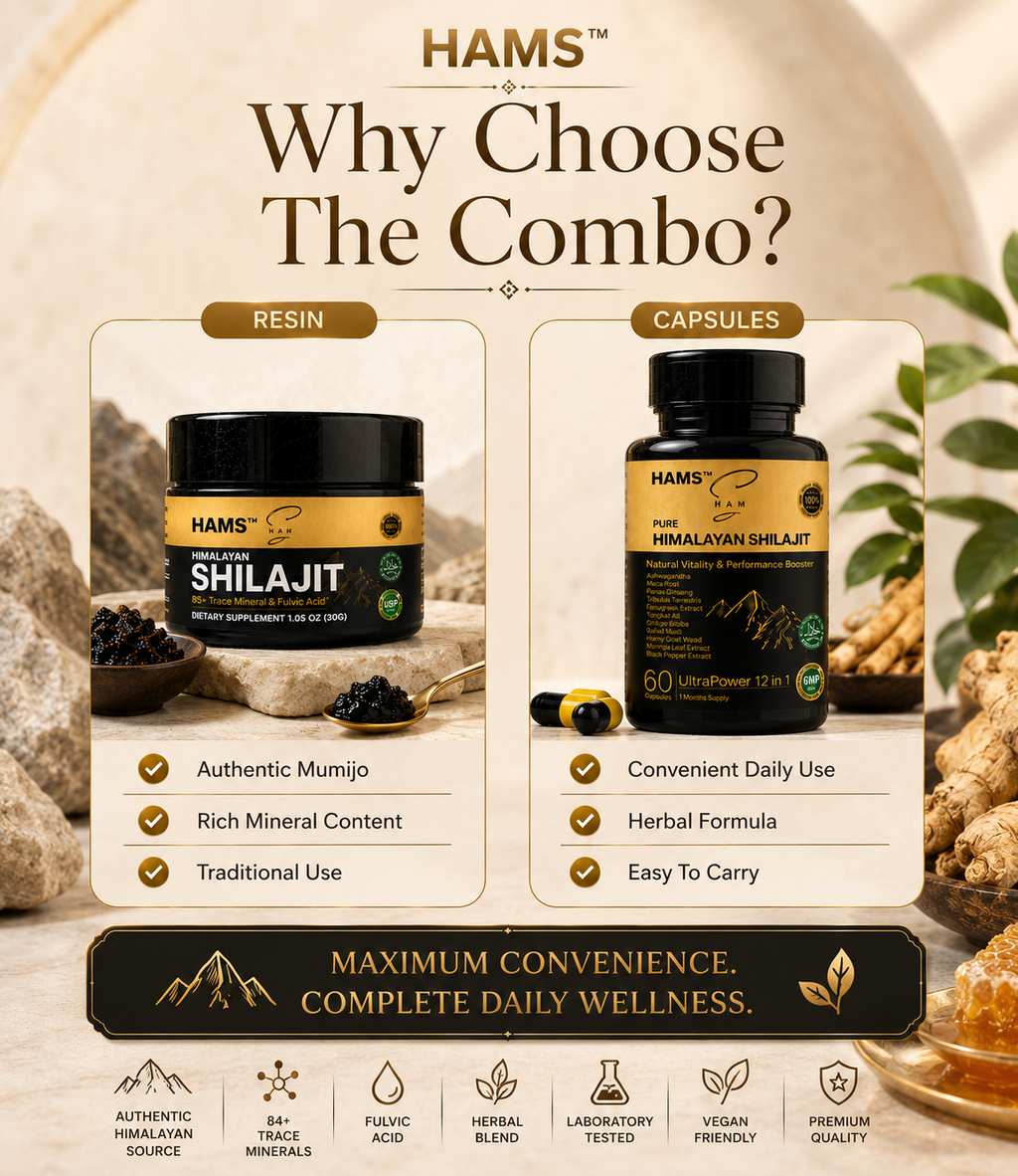 Ultimate Himalayan Wellness Combo – Shilajit Resin & 12-in-1 Capsules