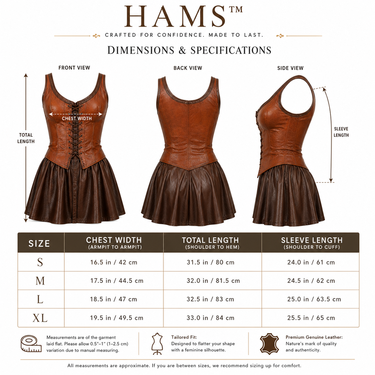 HAMS Women's Genuine Cow Leather Corset Mini Dress – Sleeveless Lace-Up Fit & Flare Leather Party Dress