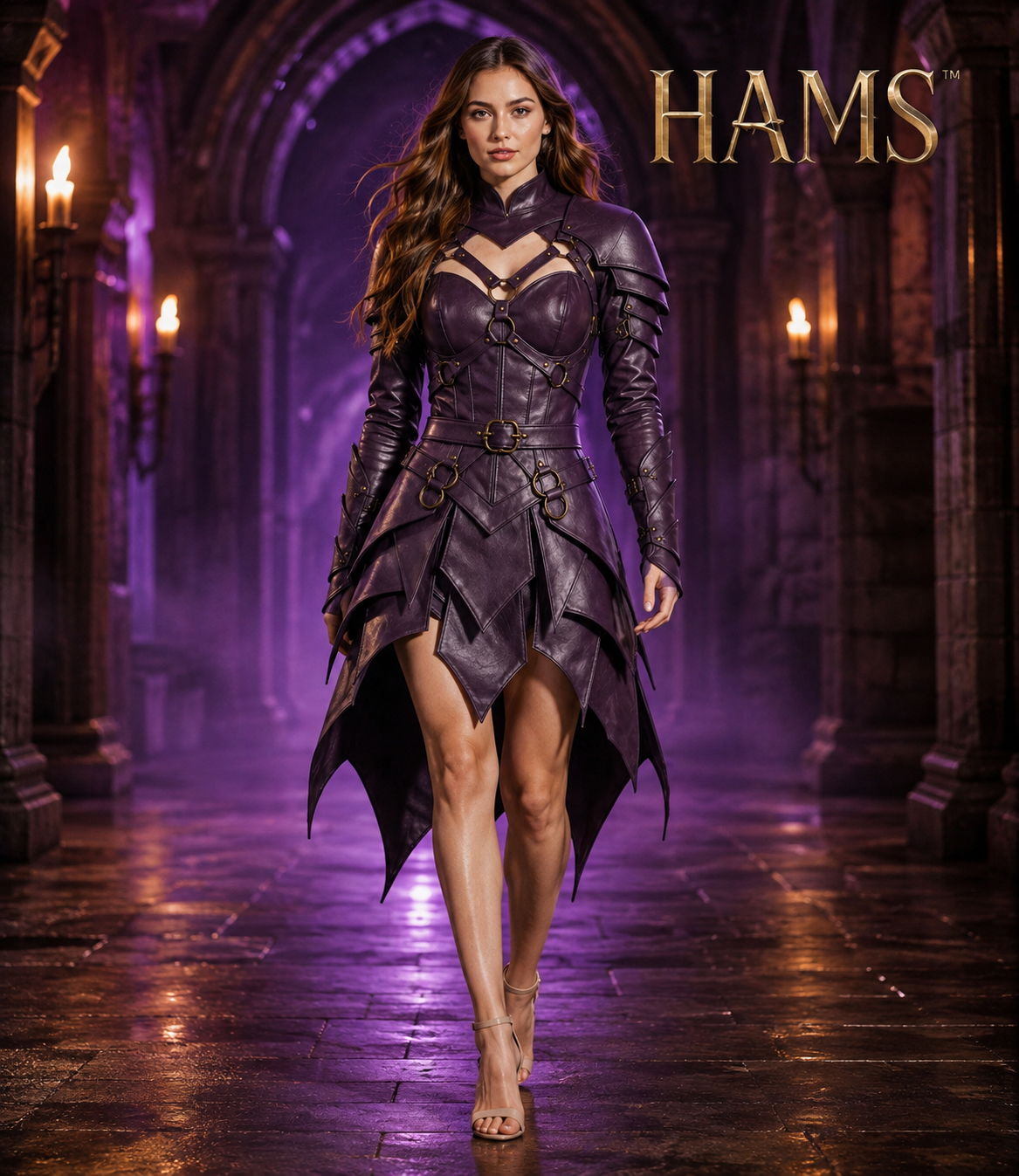 HAMS Women's Handmade Medieval Ranger Leather Armor Dress | Genuine Leather Fantasy Warrior Costume