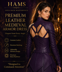 HAMS Women's Handmade Medieval Ranger Leather Armor Dress | Genuine Leather Fantasy Warrior Costume