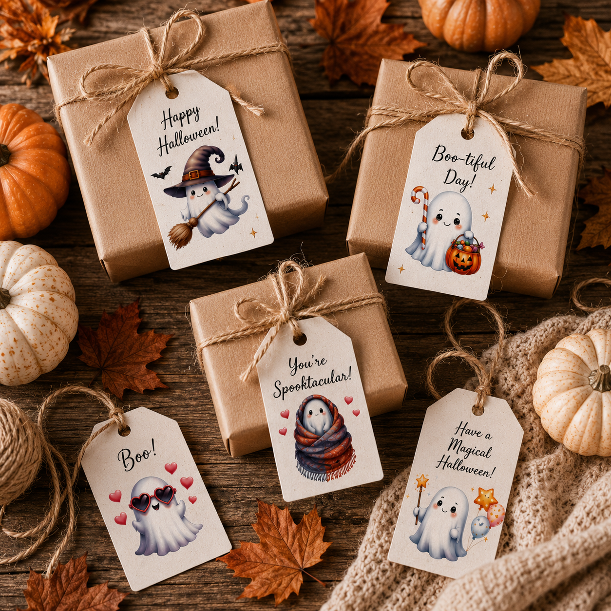 Watercolor Halloween Ghost Clipart Bundle | Cute Kawaii Ghost PNG | Transparent Halloween Clip Art | 300 DPI Digital Download