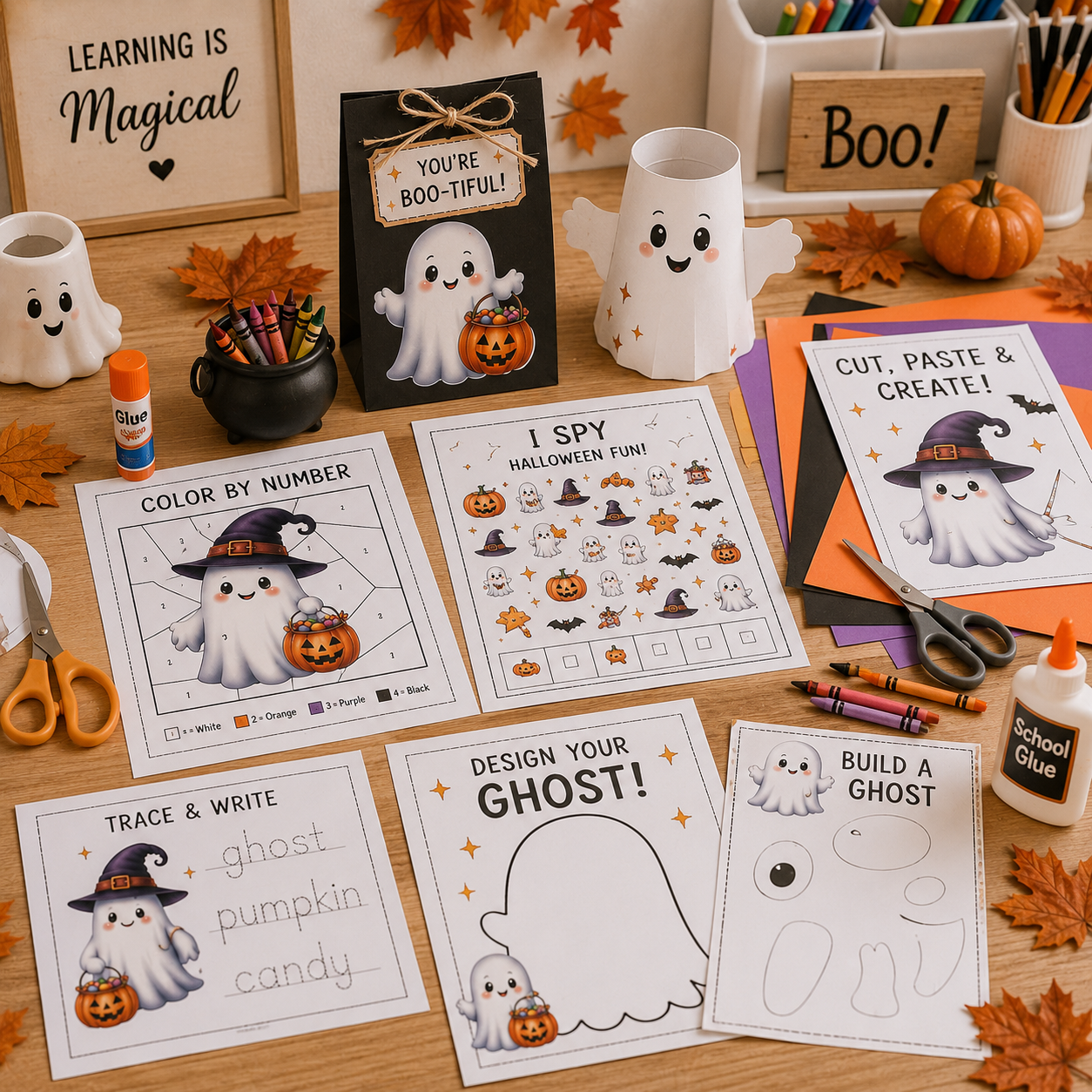 Watercolor Halloween Ghost Clipart Bundle | Cute Kawaii Ghost PNG | Transparent Halloween Clip Art | 300 DPI Digital Download