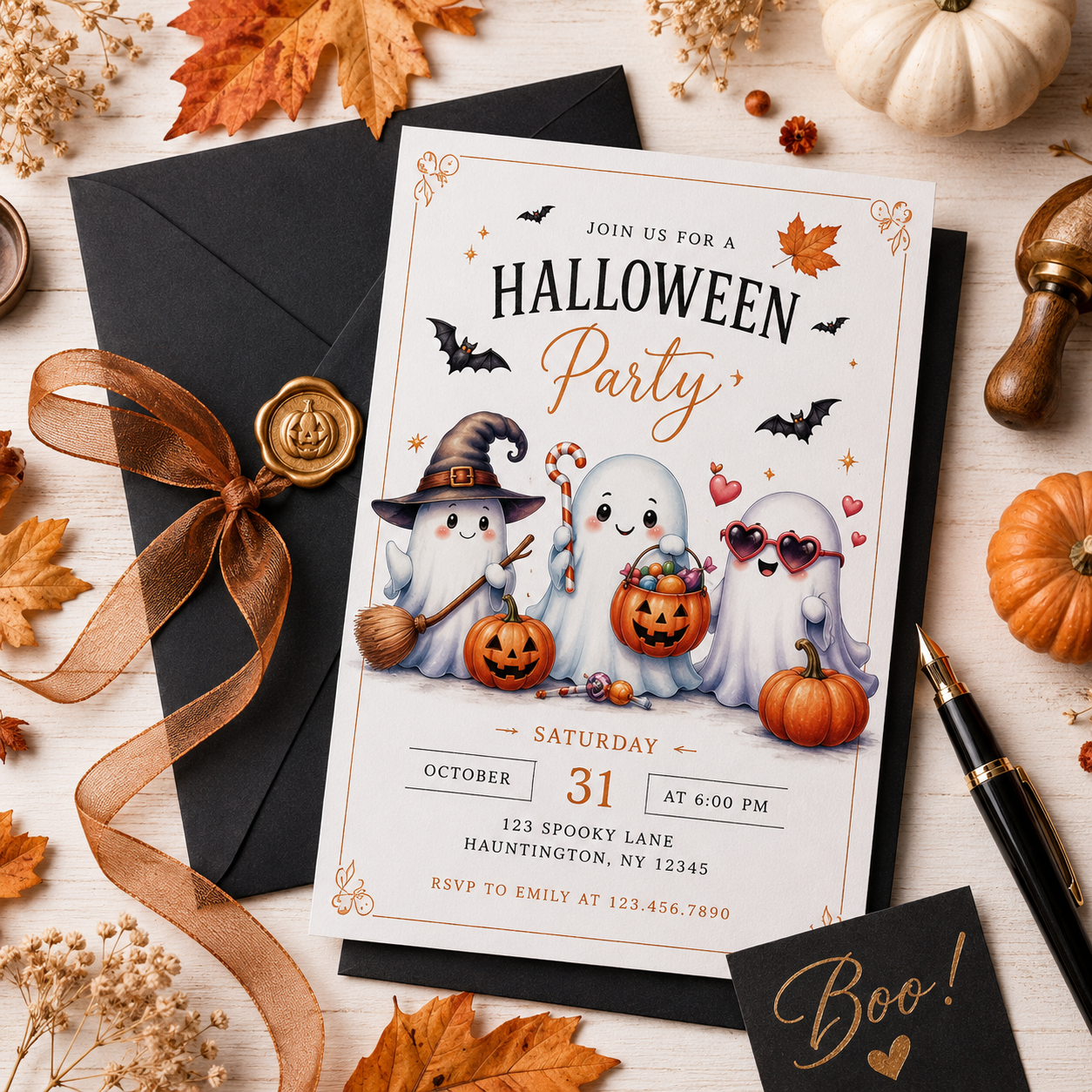 Watercolor Halloween Ghost Clipart Bundle | Cute Kawaii Ghost PNG | Transparent Halloween Clip Art | 300 DPI Digital Download