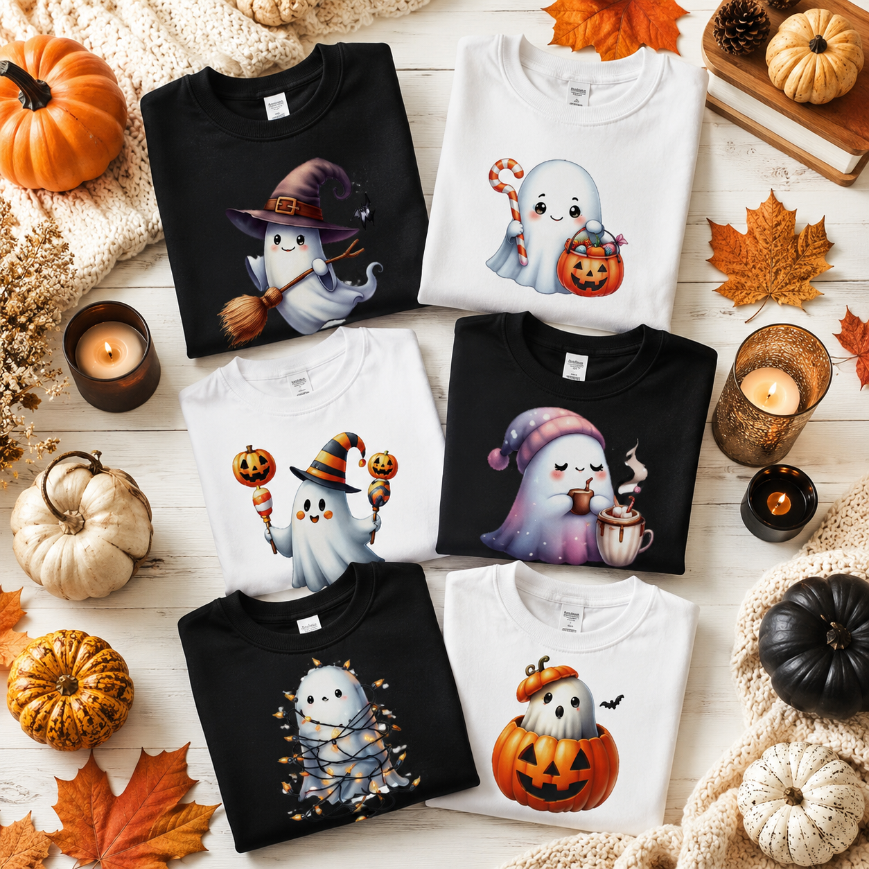 Watercolor Halloween Ghost Clipart Bundle | Cute Kawaii Ghost PNG | Transparent Halloween Clip Art | 300 DPI Digital Download