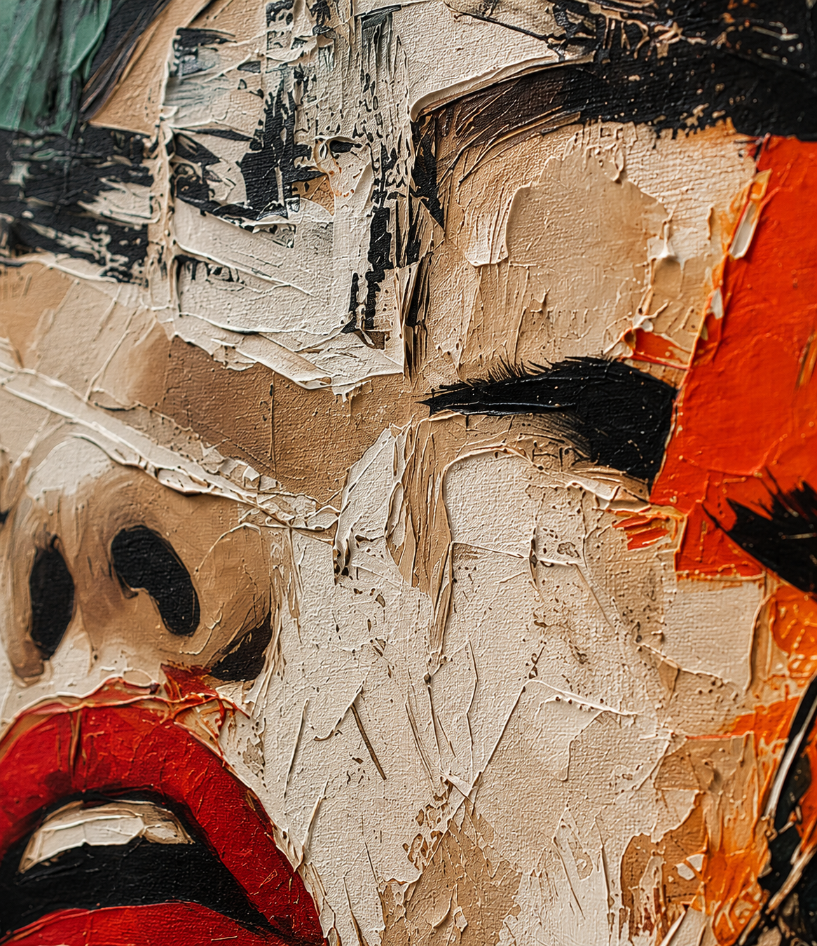 Abstract Woman Face Canvas Painting – Contemporary Modern Portrait Wall Art | Handmade Textured Statement Artwork