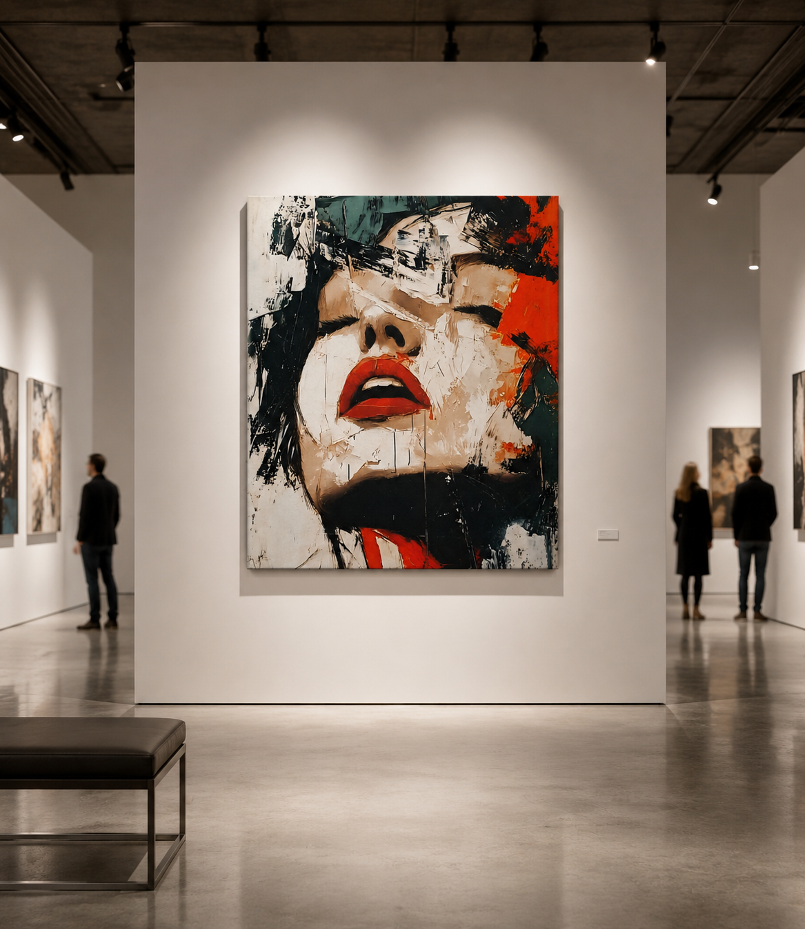 Abstract Woman Face Canvas Painting – Contemporary Modern Portrait Wall Art | Handmade Textured Statement Artwork