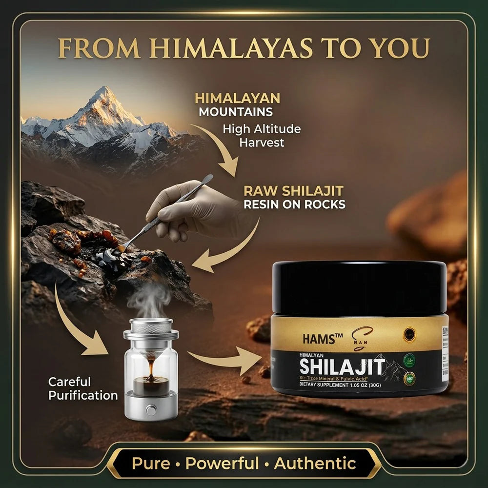 HAMS™ Pure Himalayan Shilajit Resin 30g – Authentic Mumijo with 84+ Trace Minerals, High Potency Fulvic Acid & Elemental Gold, Lab Tested Vegan Energy & Vitality Supplement