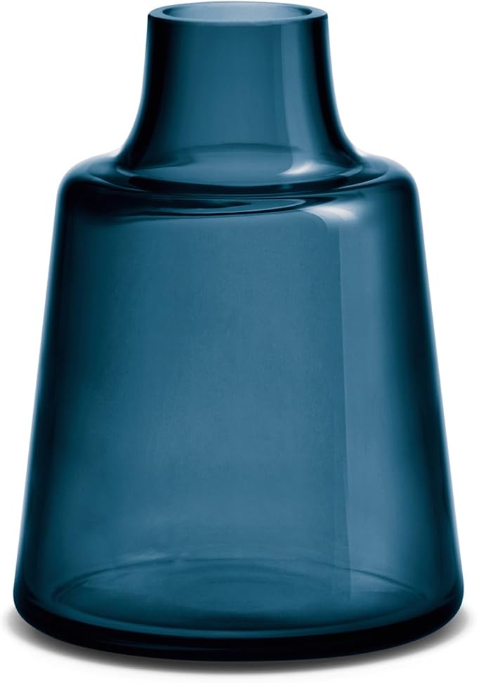 Holmegaard Flora Vase, Dark Blue, 9.4" H x 6.7" D, Designed by Less Limits v/Louise Campbell, Gift Box Included