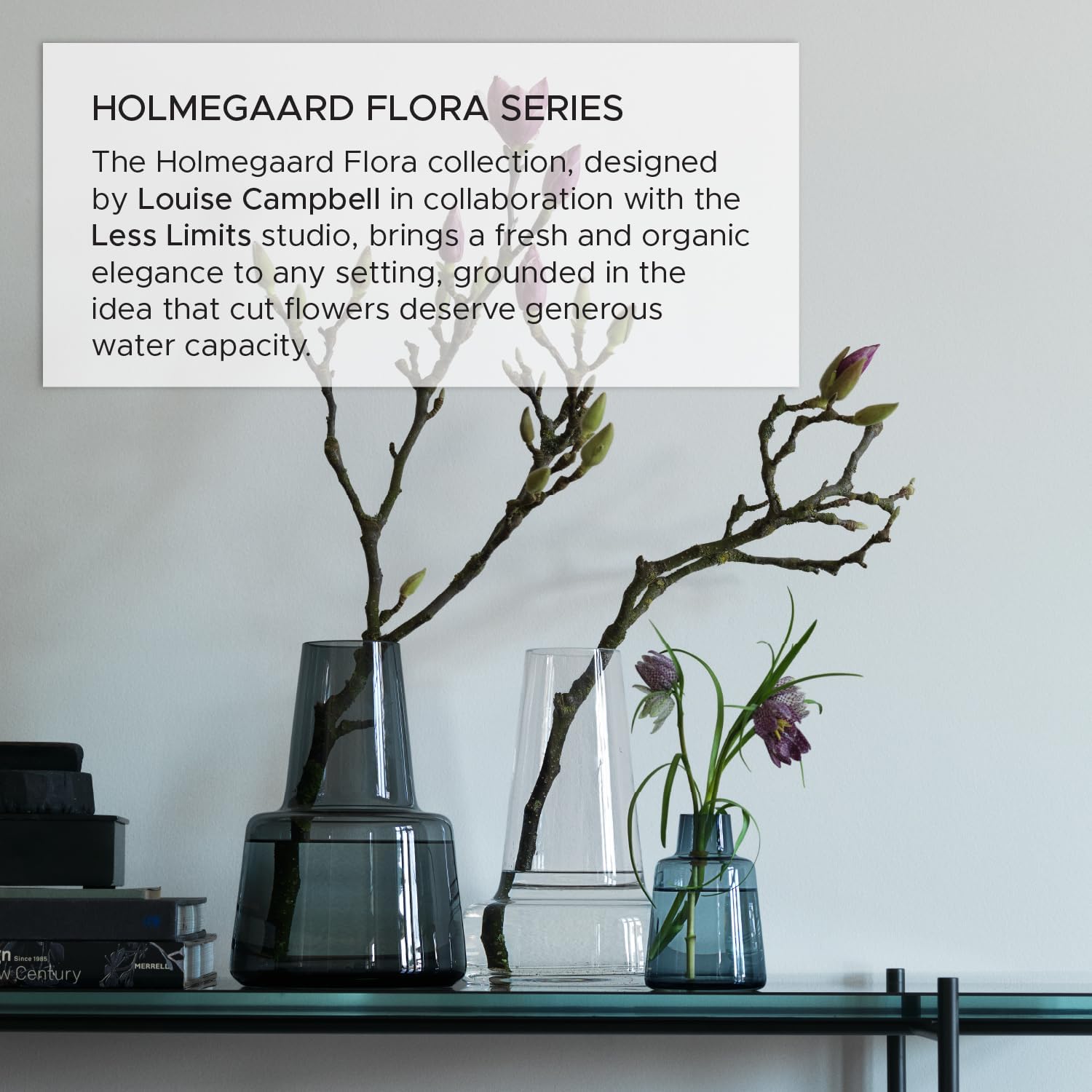 Holmegaard Flora Vase by Louise Campbell | Mouth-Blown Glass | Smoke | 4.7 Inch