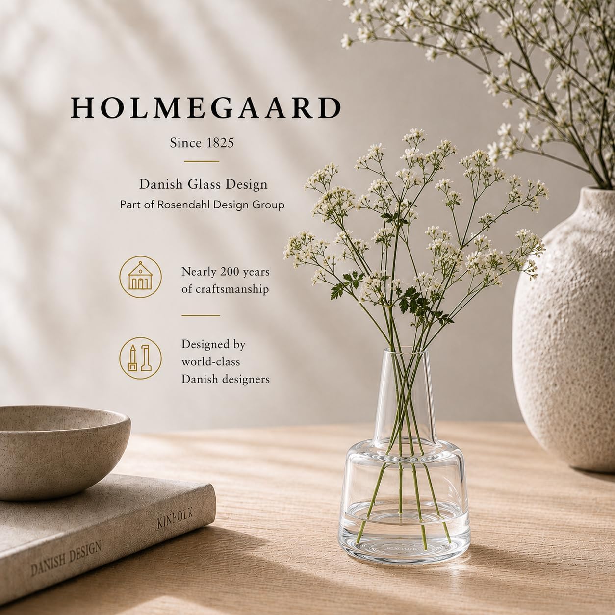 Holmegaard Flora Vase by Louise Campbell | Mouth-Blown Glass | Smoke | 9.4 Inch