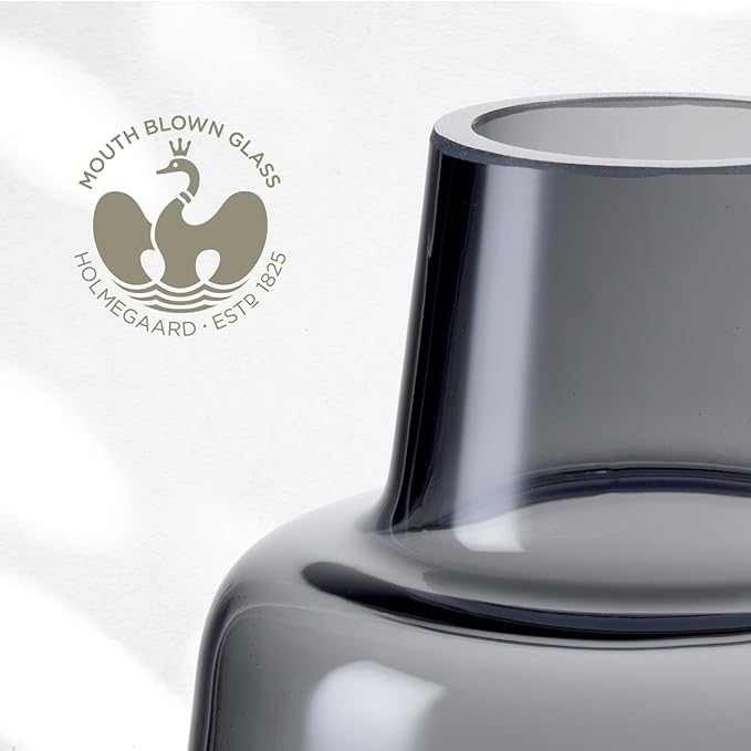 Holmegaard Flora Vase by Louise Campbell | Mouth-Blown Glass | Smoke | 4.7 Inch