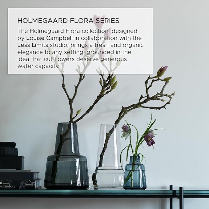 Holmegaard Flora Vase by Louise Campbell | Mouth-Blown Glass | Smoke | 4.7 Inch