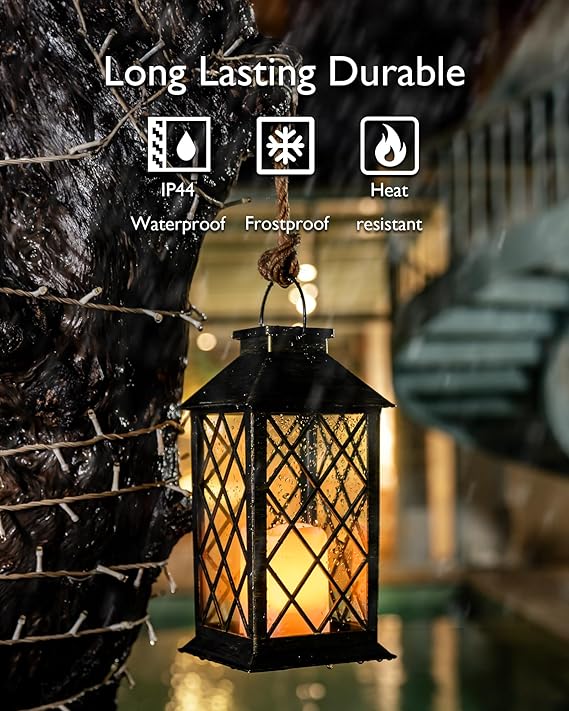 TAKE ME 14" Solar Lanterns Outdoor Waterproof Garden Lanterns Flameless Candle Mission Lights for Table,Outdoor,Party Mothers Day Gifts