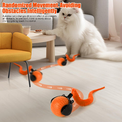 Interactive Cat Toy Ball with Feather Tail