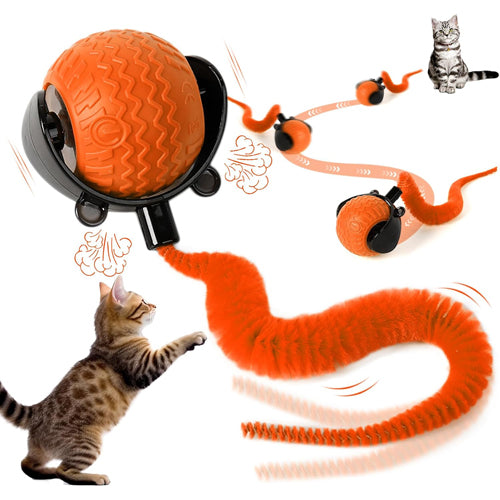 Interactive Cat Toy Ball with Feather Tail