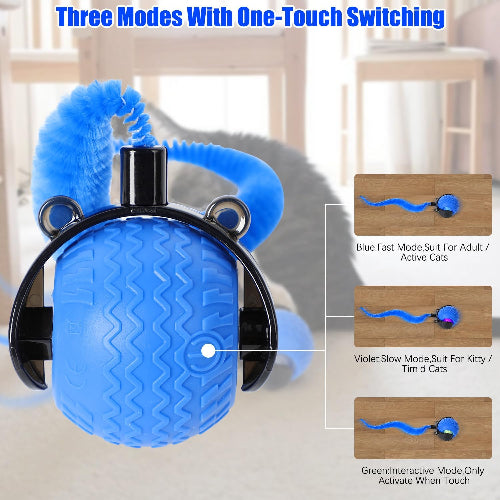 Interactive Cat Toy Ball with Feather Tail