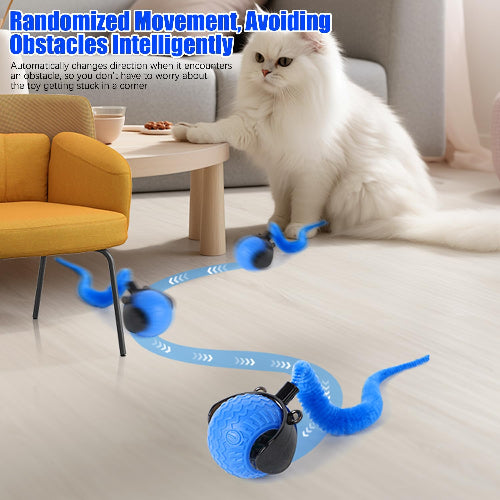 Interactive Cat Toy Ball with Feather Tail