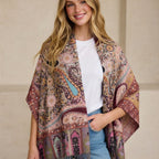 Premium Burgundy Paisley Wool Shawl for Women – Multicolour Floral Print