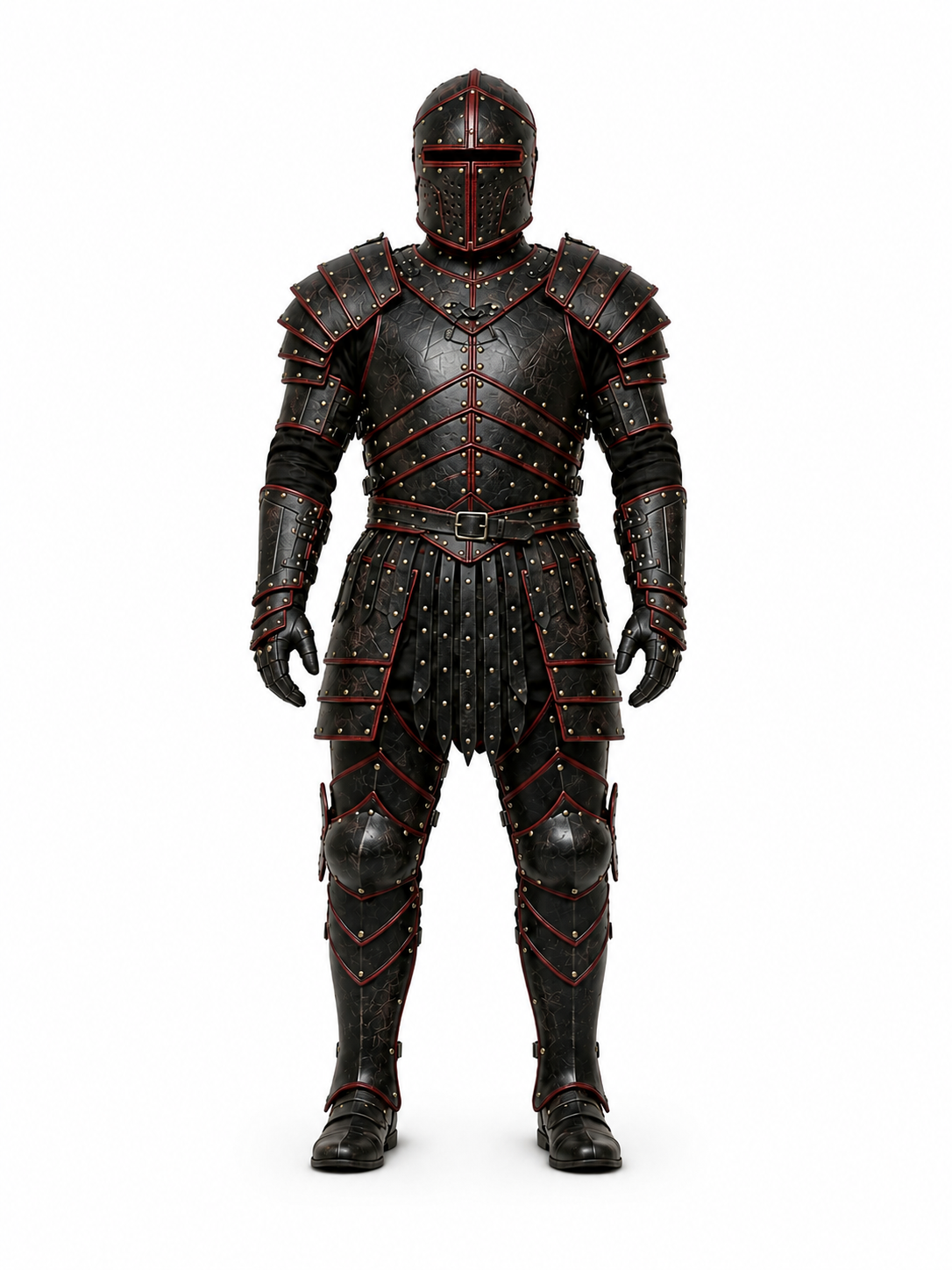 HAMS Medieval Leather Armor Set for Men, Genuine Cow Leather Knight Armor with Helmet, Handmade Adjustable LARP & Cosplay Costume