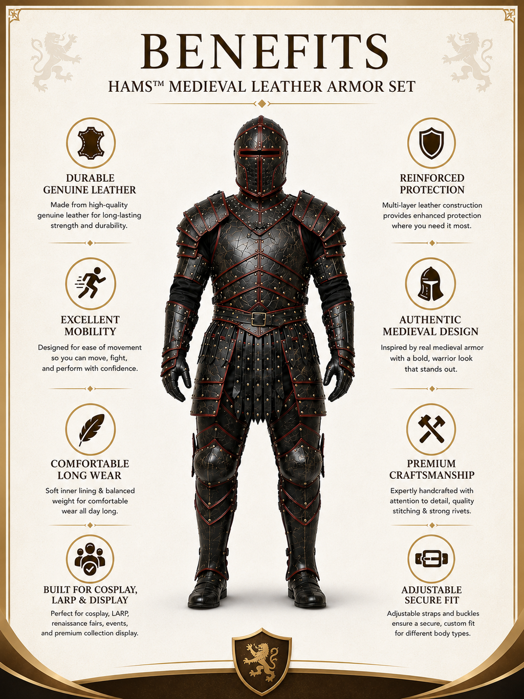 Genuine Cow Leather Medieval Armor Set
