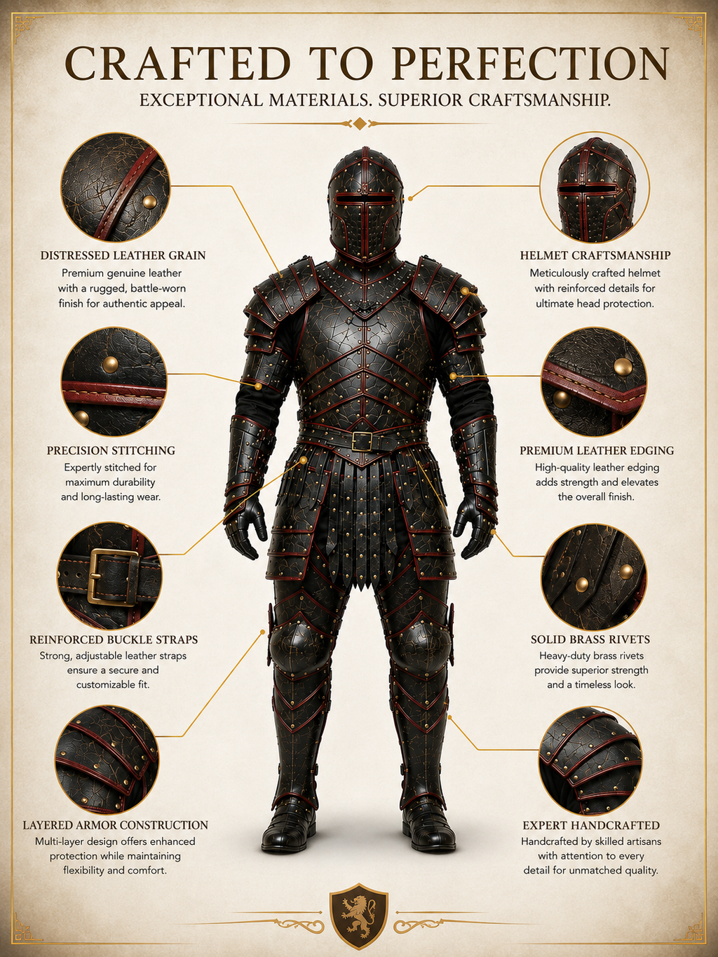 Genuine Cow Leather Medieval Armor Set