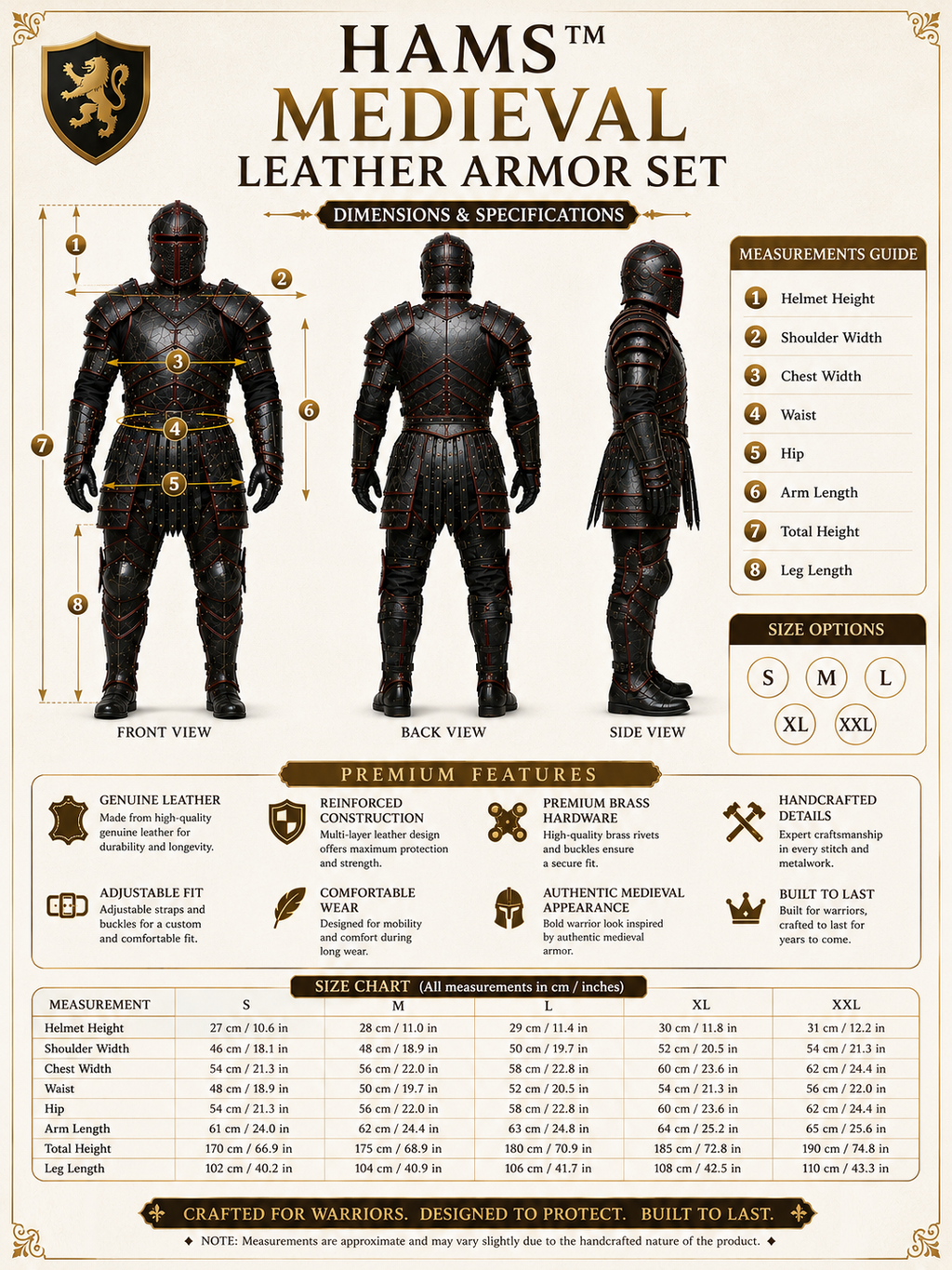 Genuine Cow Leather Medieval Armor Set