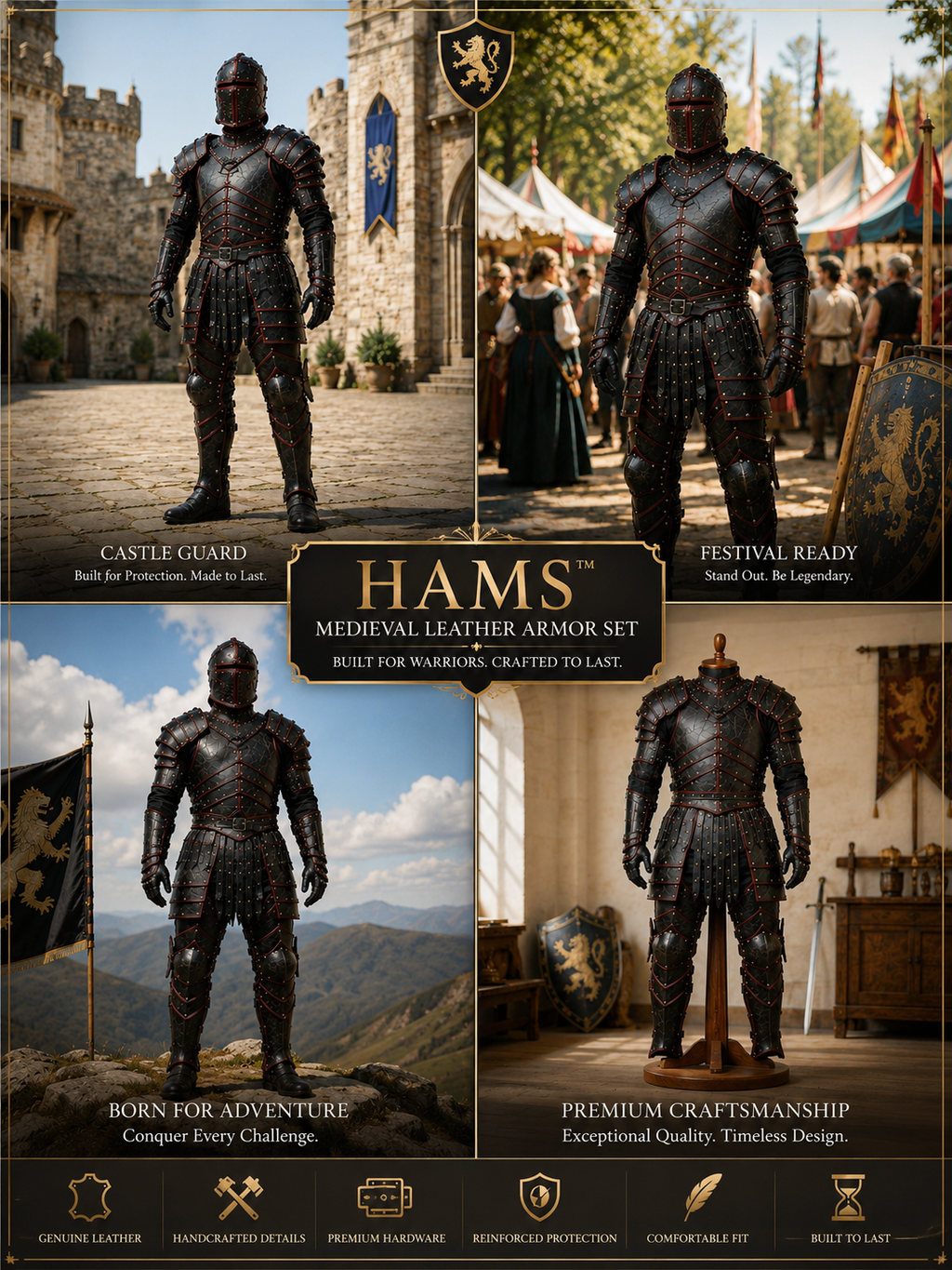 Genuine Cow Leather Medieval Armor Set