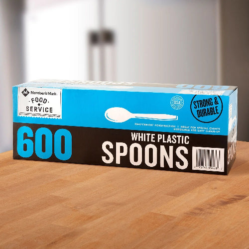 Member's Mark Heavyweight White Plastic Spoons, 600 ct
