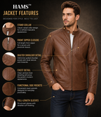 Premium Brown Café Racer Leather Jacket for Men