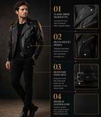 Men’s Genuine Cow Leather Biker Jacket – Black Asymmetric Motorcycle Jacket