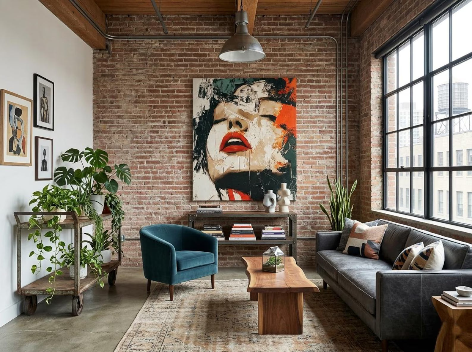 Abstract Portrait Mixed Media Painting: Expressive Face, Bold Strokes, Vivid Accents