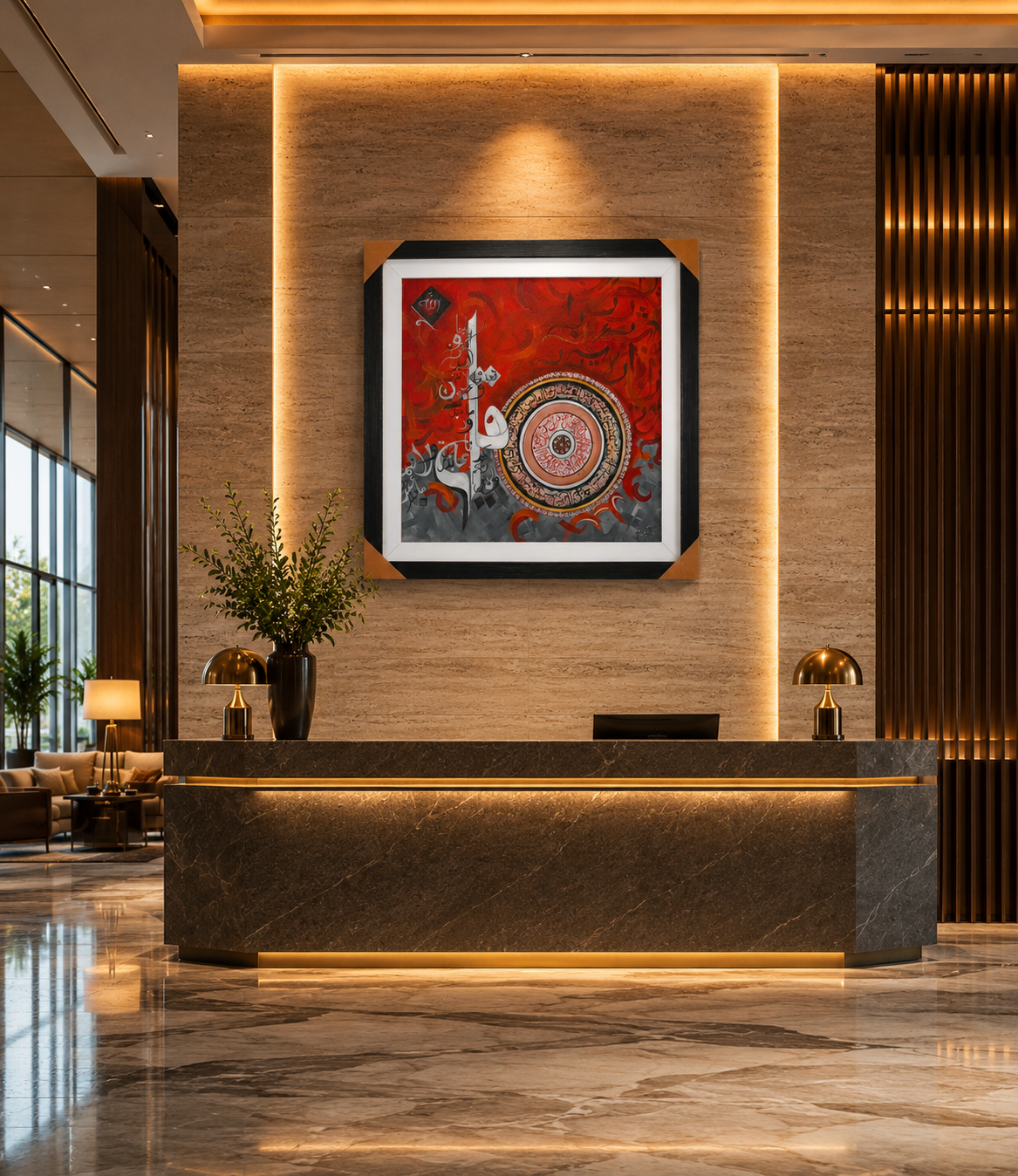 Original Hand-Painted Modern Islamic Calligraphy Wall Art | Luxury Contemporary Arabic Fine Art Painting | Museum-Grade Framed Artwork