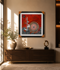 Original Hand-Painted Islamic Calligraphy Artwork – Luxury Red Abstract Canvas