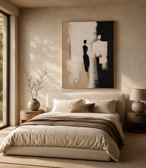 Modern Abstract Figure Canvas Wall Art | Minimalist Contemporary Canvas Painting | Luxury Neutral Wall Décor | Gallery Framed Artwork