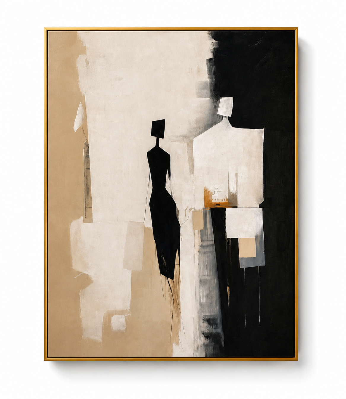 Modern Abstract Figure Canvas Wall Art | Minimalist Contemporary Canvas Painting | Luxury Neutral Wall Décor | Gallery Framed Artwork