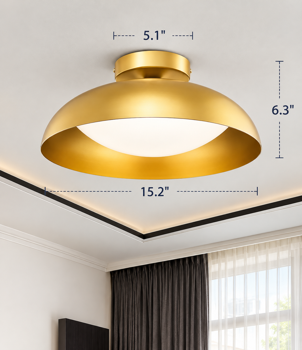 Modern Gold LED Flush Mount Ceiling Light – 24W, 5 Colour Temperatures
