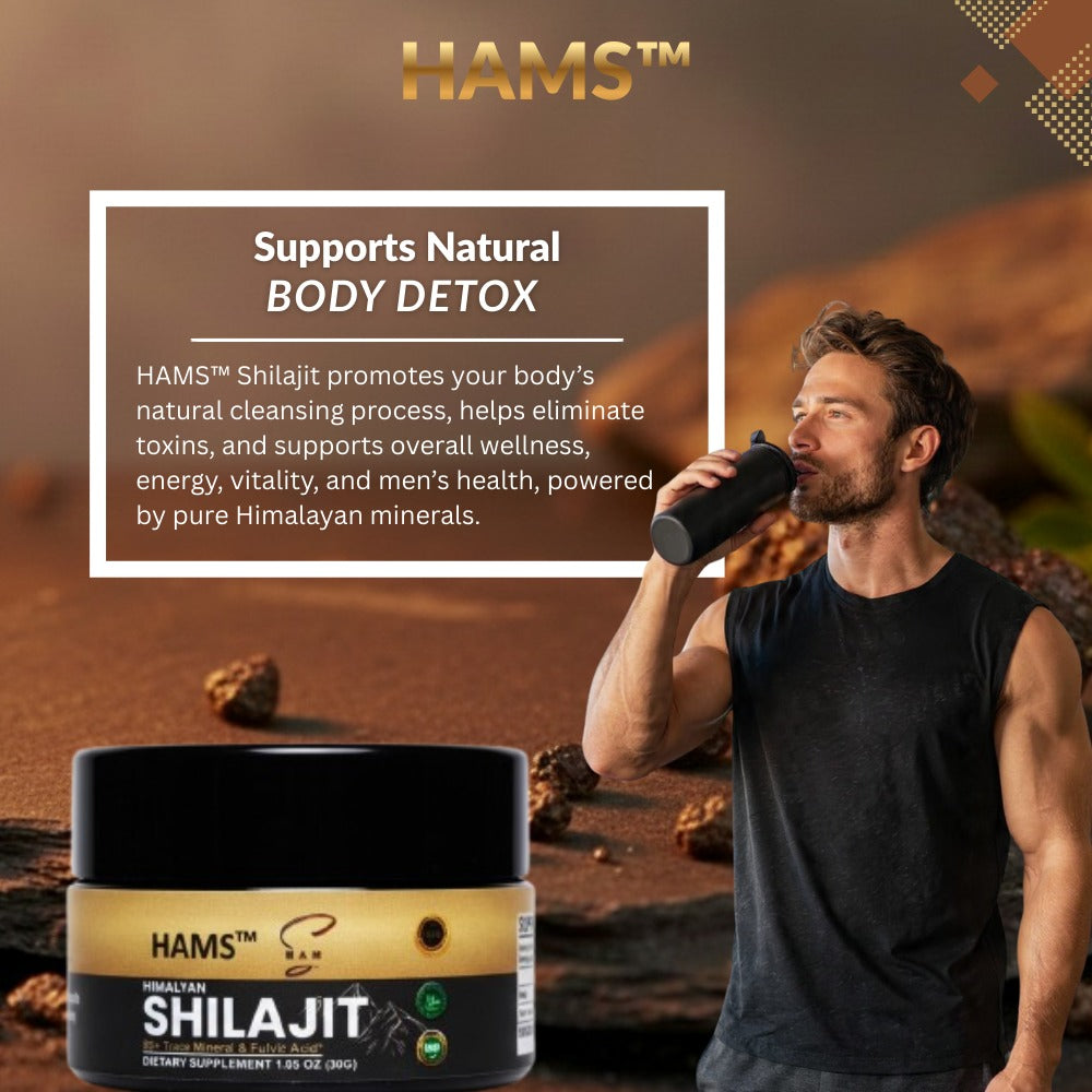 HAMS™ Pure Himalayan Shilajit For Stamina, Muscle Build 75% Fulvic Acid | 85+ Minerals