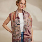 Premium Burgundy Paisley Wool Shawl for Women – Multicolour Floral Print