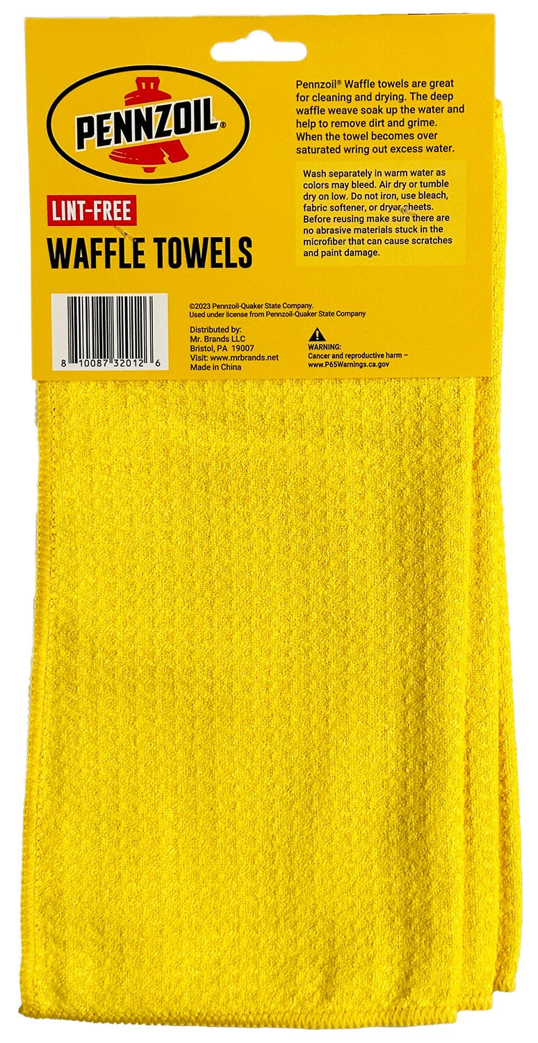 Pennzoil Waffle Towel: Ultimate Car Drying Towel - High Absorbency Car Wash Drying Towels, 3 Count