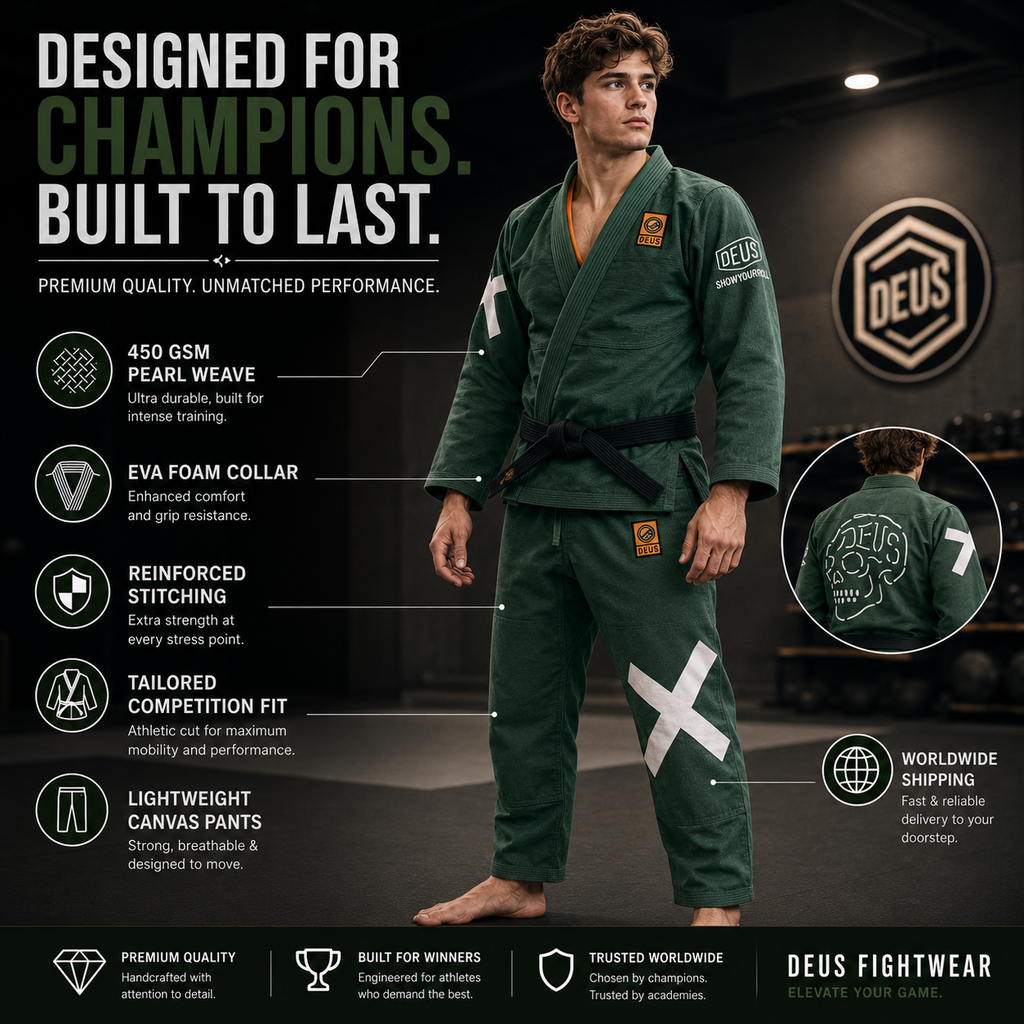 Premium 450 GSM BJJ Gi – Forest Green Brazilian Jiu-Jitsu Uniform