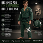 Premium 450 GSM BJJ Gi – Forest Green Brazilian Jiu-Jitsu Uniform