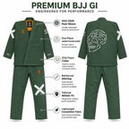 Premium 450 GSM BJJ Gi – Forest Green Brazilian Jiu-Jitsu Uniform