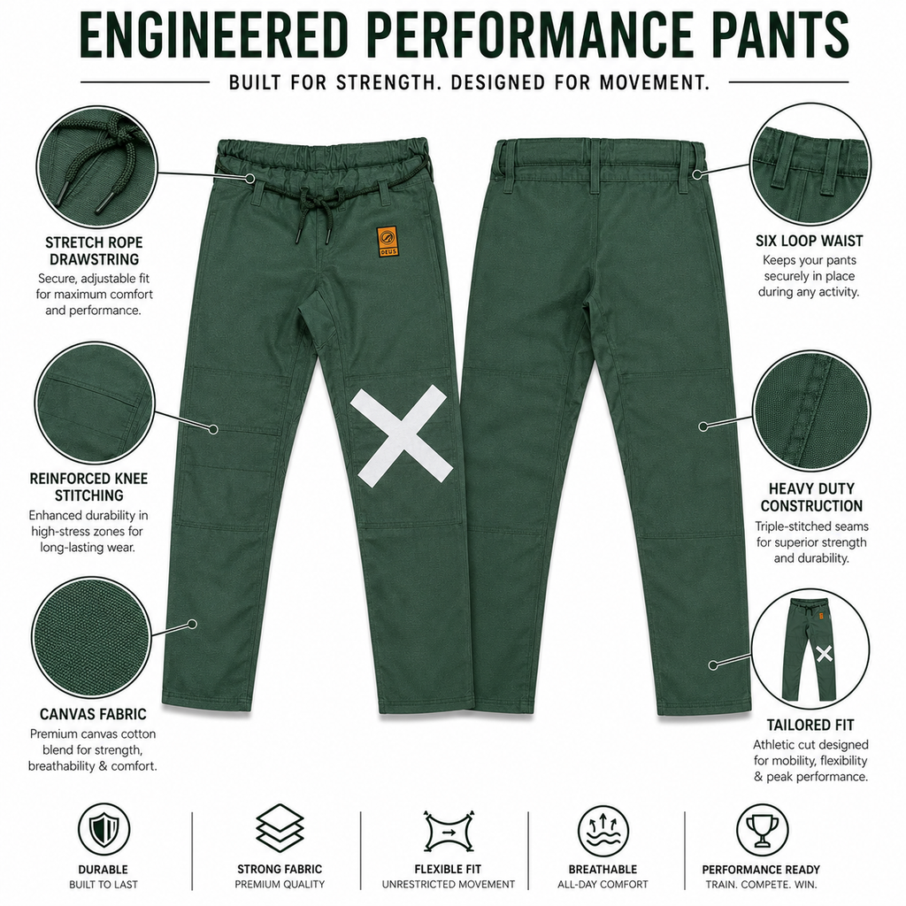 Premium 450 GSM BJJ Gi – Forest Green Brazilian Jiu-Jitsu Uniform